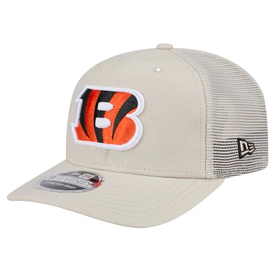 Men's New Era  Stone Cincinnati Bengals Canvas Trucker 9SEVENTY Stretch-Snap Hat