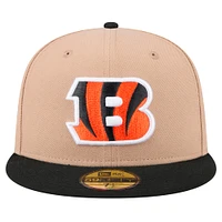 Men's New Era Tan Cincinnati Bengals  Logo Main 59FIFTY Fitted Hat