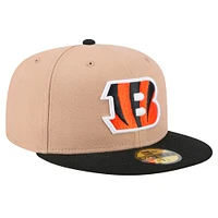 Men's New Era Tan Cincinnati Bengals  Logo Main 59FIFTY Fitted Hat