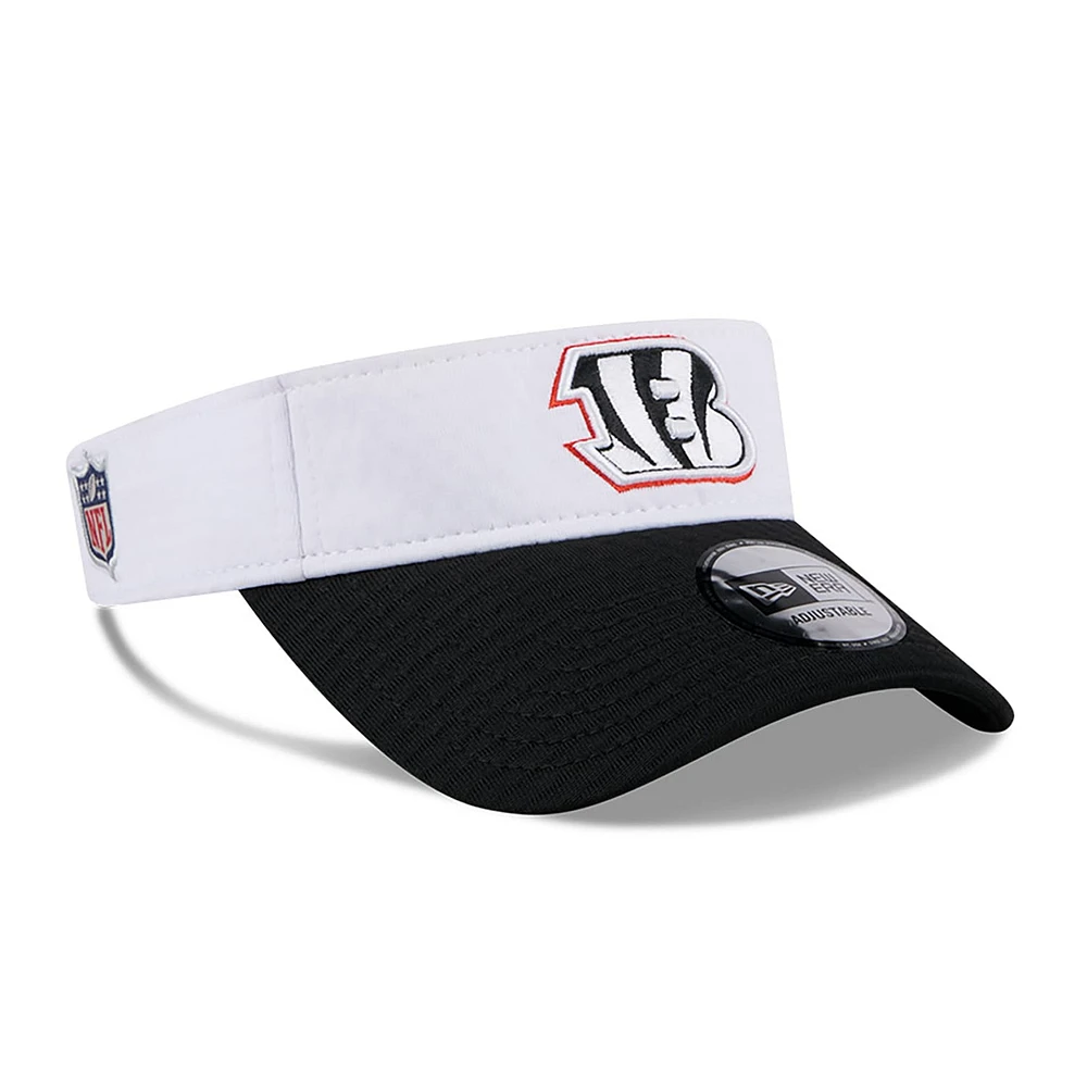 Men's New Era White/Black Cincinnati Bengals 2024 NFL Training Camp Adjustable Visor