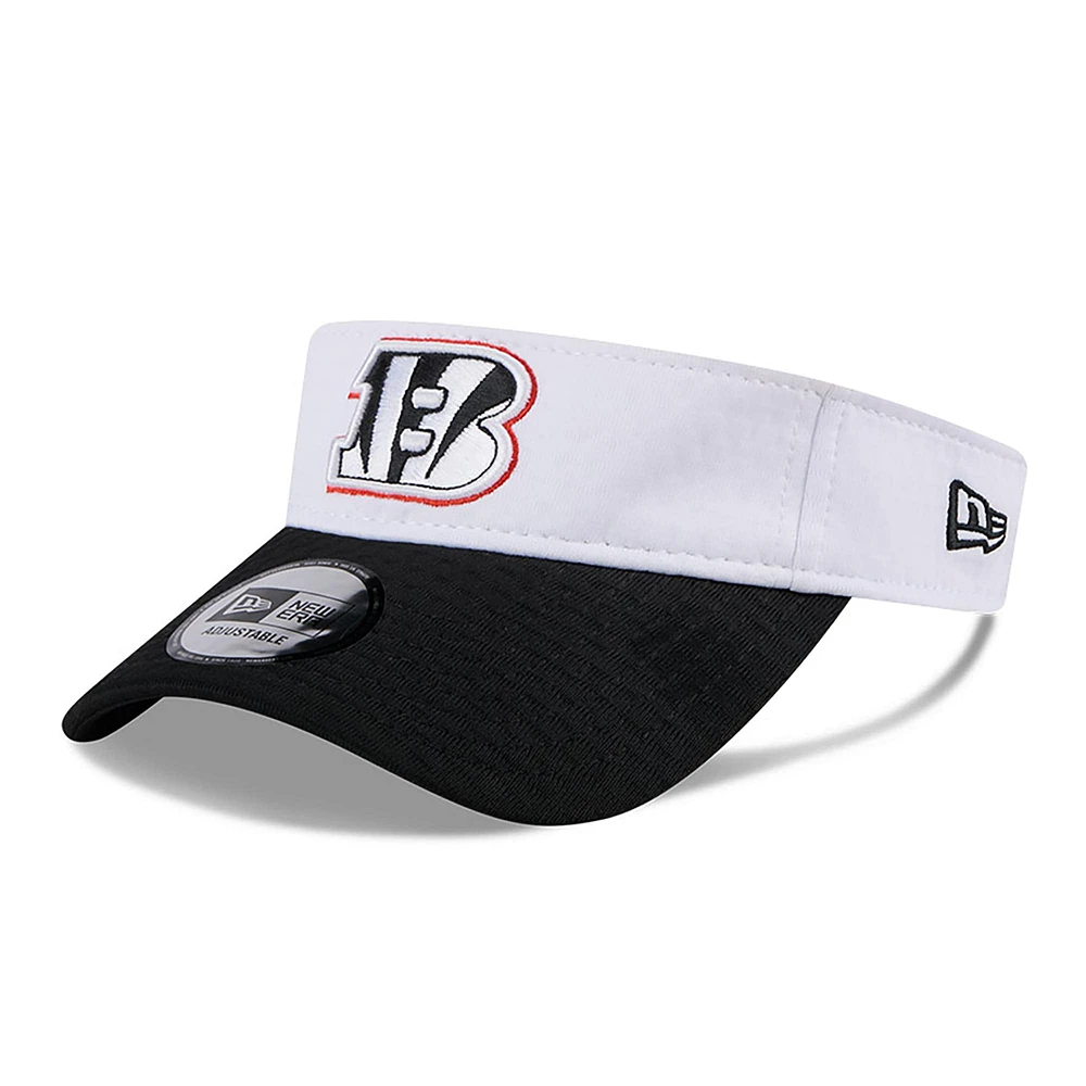 Men's New Era White/Black Cincinnati Bengals 2024 NFL Training Camp Adjustable Visor