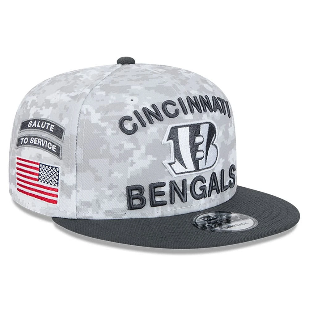 Casquette Snapback 9FIFTY Salute To Service 2024 des Bengals de Cincinnati pour homme New Era blanche/graphite