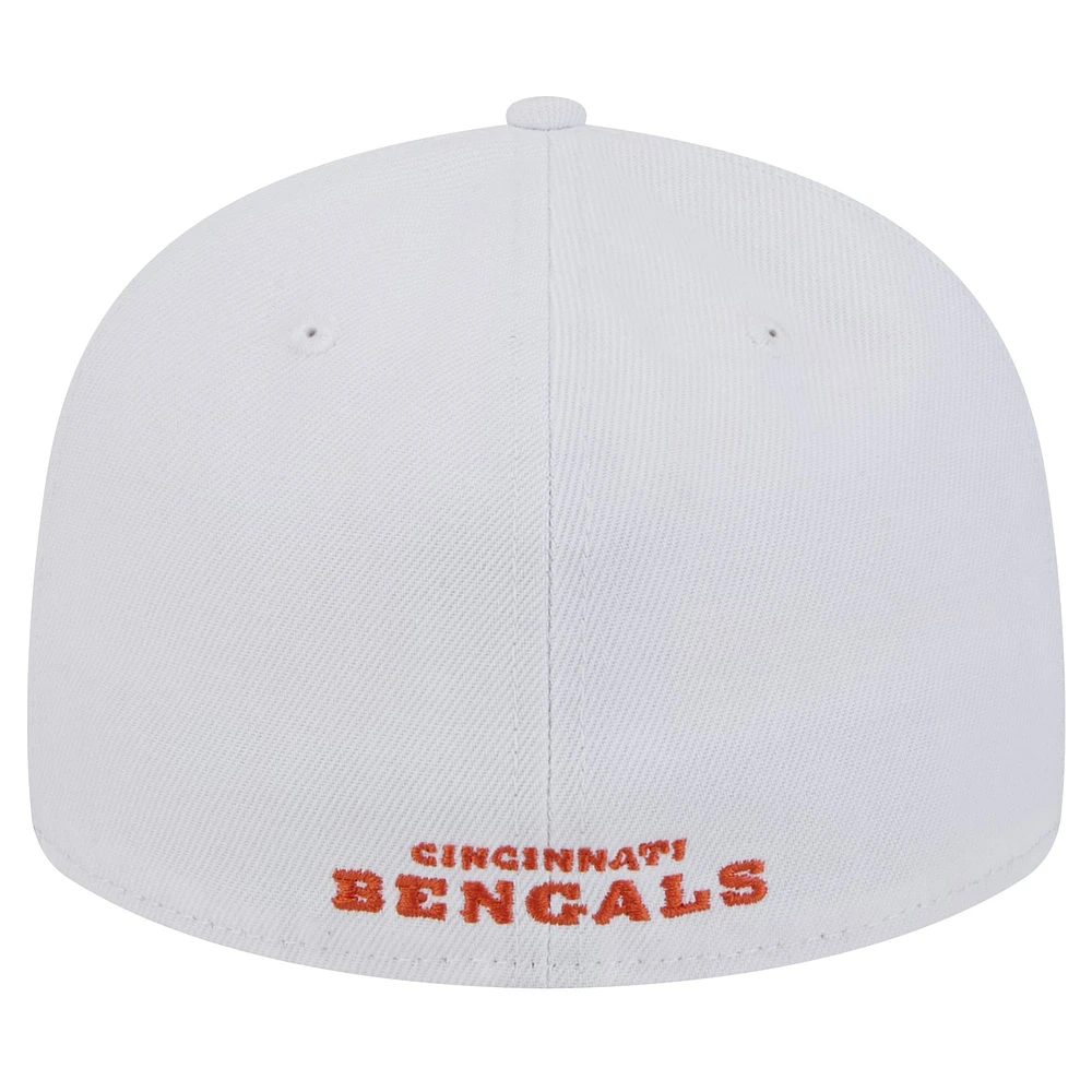 Men's New Era White Cincinnati Bengals Omaha Low Profile 59FIFTY Fitted Hat