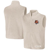 Men's NFL x Darius Rucker Collection by Fanatics  Oatmeal Cincinnati Bengals Full-Zip Sweater Vest