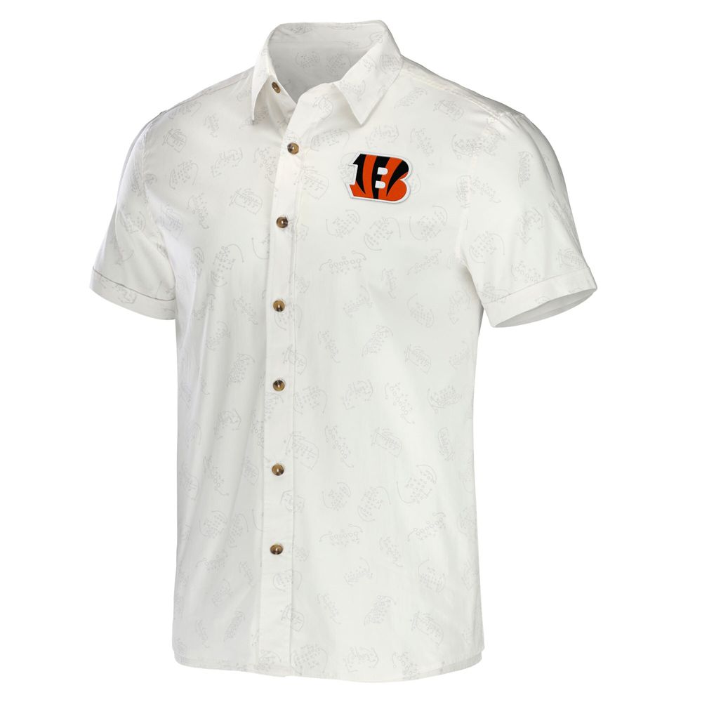 Men's NFL x Darius Rucker Collection by Fanatics White Cincinnati Bengals Woven Button-Up T-Shirt