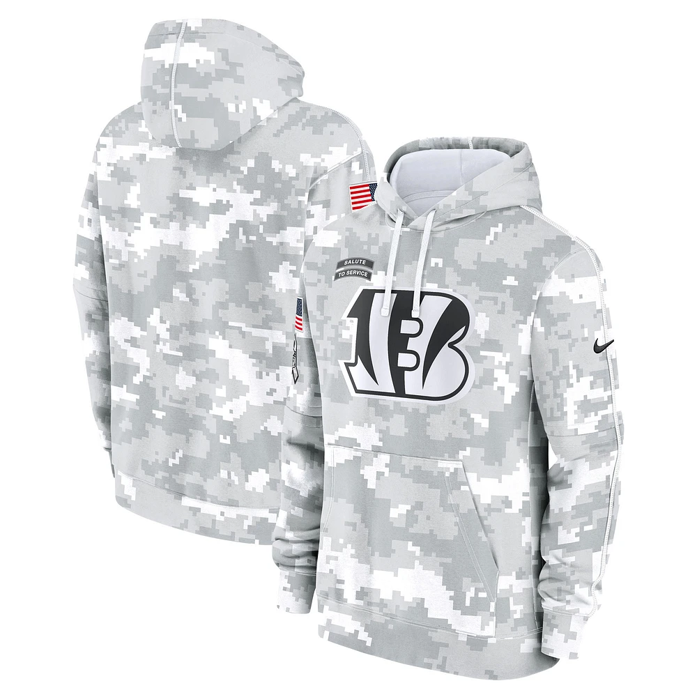 Sweat à capuche en polaire Nike Arctic Camo Cincinnati Bengals 2024 Salute To Service pour homme de grande taille