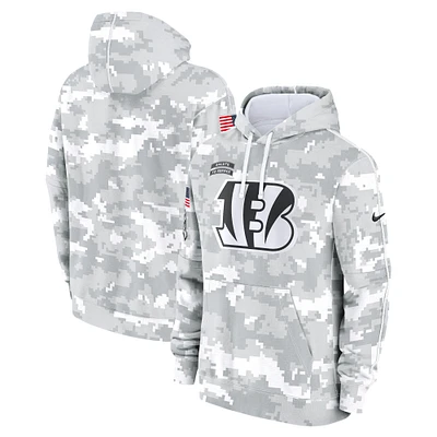 Sweat à capuche en polaire Nike Arctic Camo Cincinnati Bengals 2024 Salute to Service Club pour homme