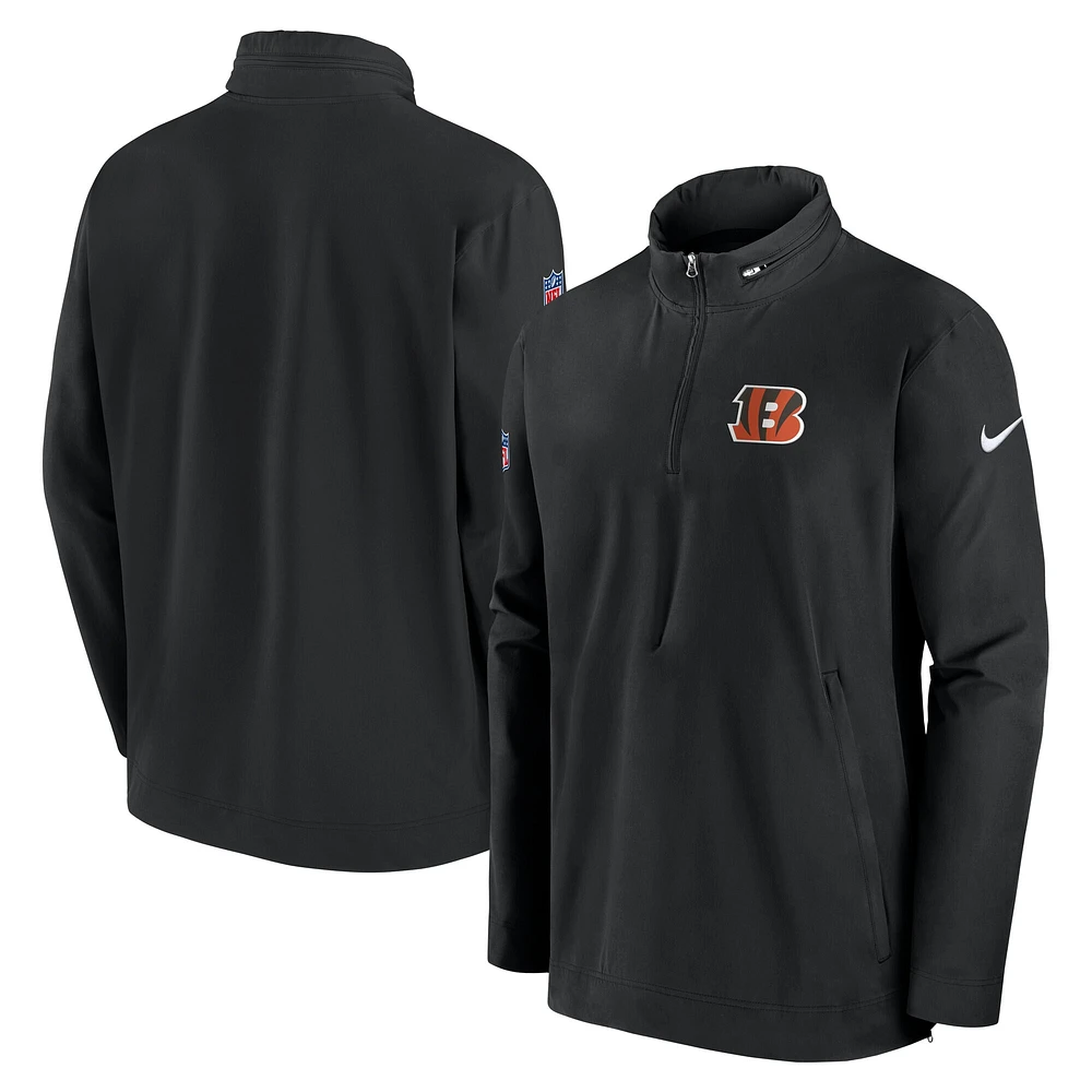 Veste à capuche Nike noire Cincinnati Bengals 2023 Sideline Coach demi-zip pour homme