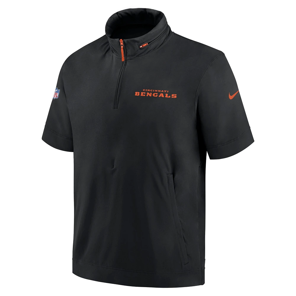 Veste à capuche manches courtes et demi-zip Nike noire Cincinnati Bengals 2024 pour homme