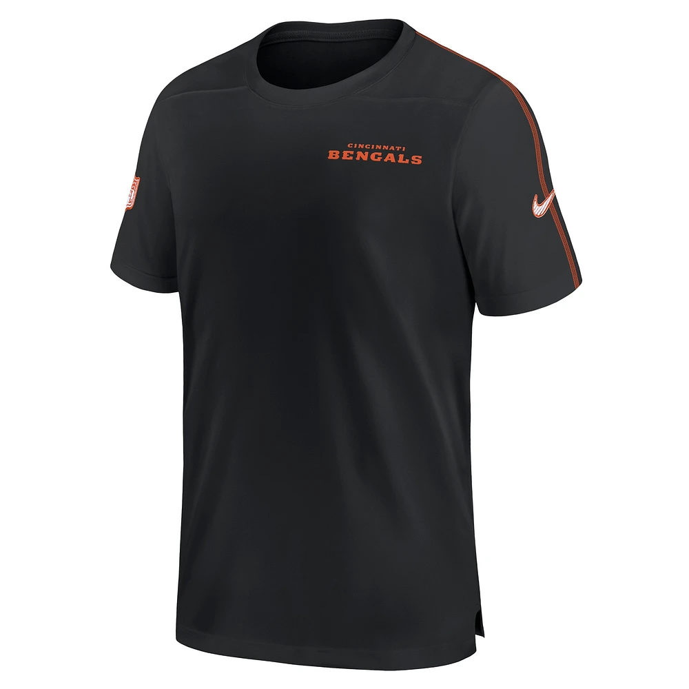 T-shirt Nike noir pour homme Cincinnati Bengals 2024 Sideline Coach UV Performance