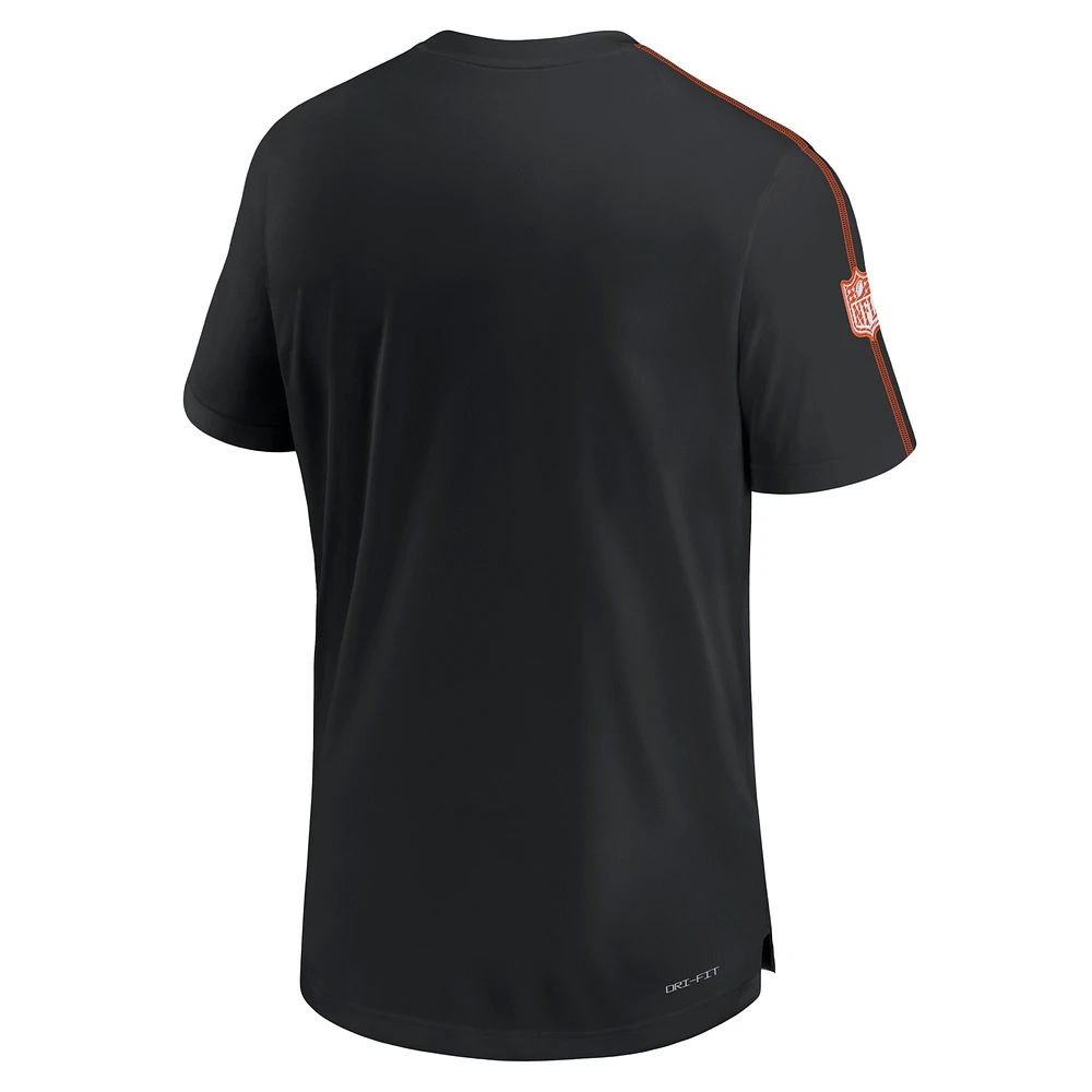 T-shirt Nike noir pour homme Cincinnati Bengals 2024 Sideline Coach UV Performance