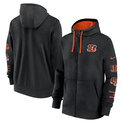 Veste à capuche entièrement zippée Nike Cincinnati Bengals Club pour homme noire