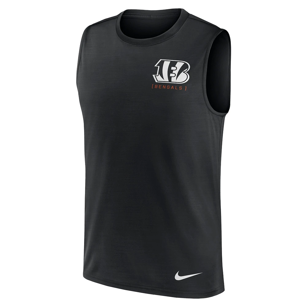 Men's Nike Black Cincinnati Bengals Large Logo Peformance Muscle Tank Top