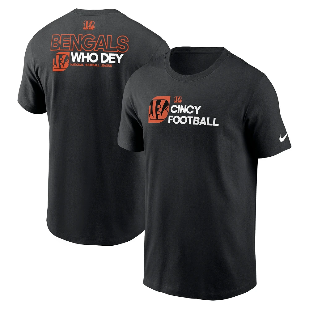 T-shirt Nike noir pour hommes des Bengals de Cincinnati