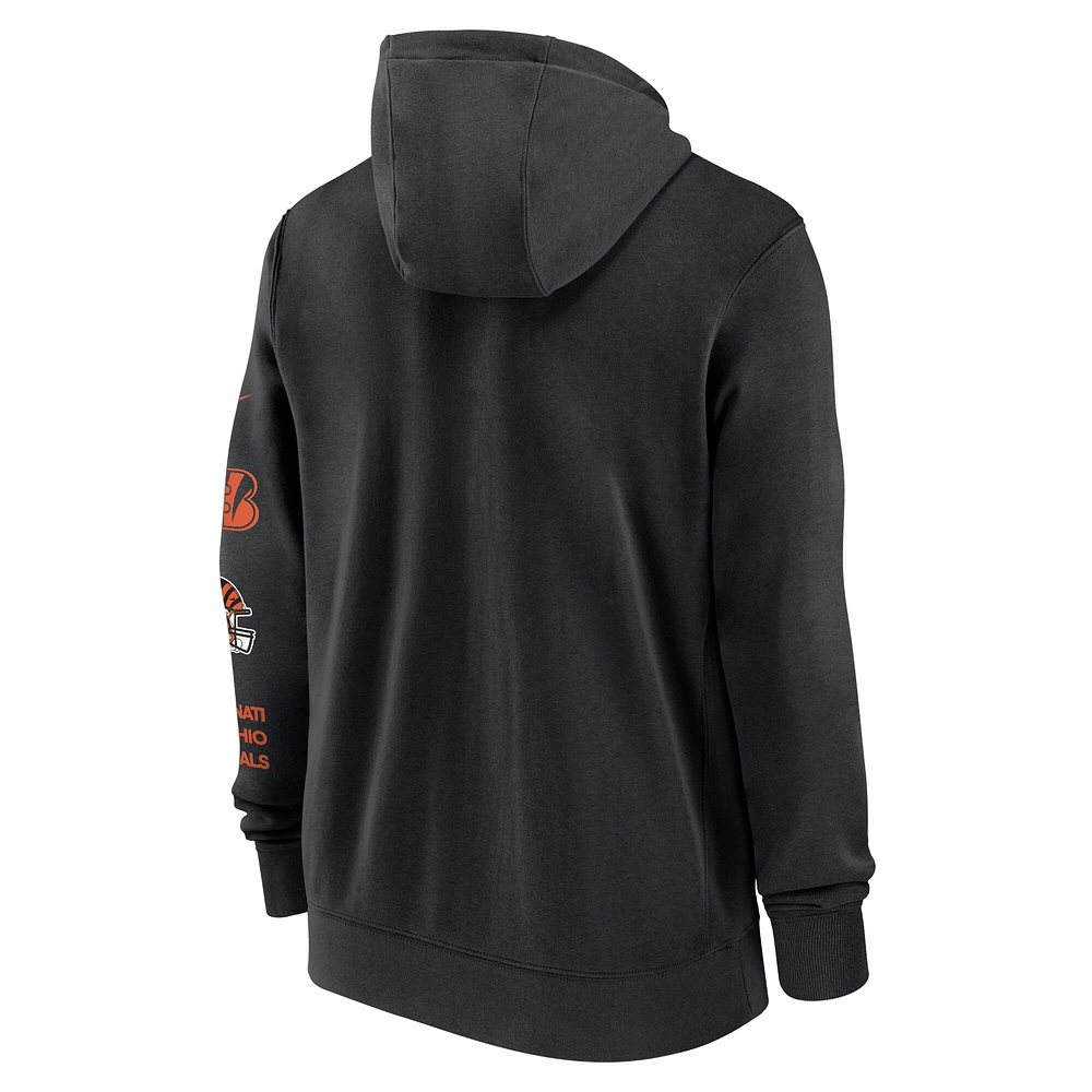 Men's Nike Black Cincinnati Bengals Primetime Club Full-Zip Hoodie
