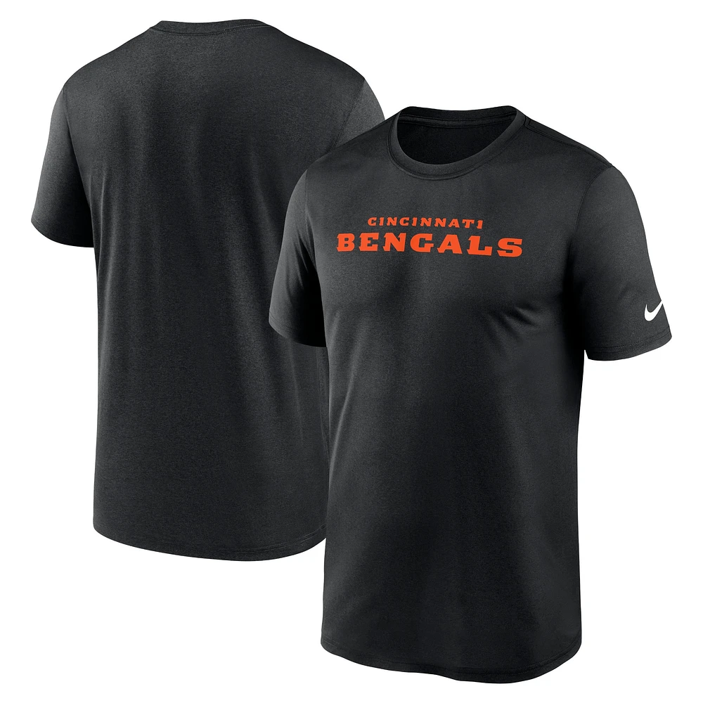 T-shirt Nike noir Cincinnati Bengals Primetime Legend Wordmark Performance pour homme