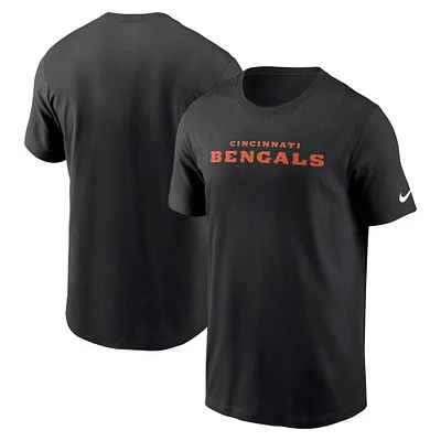 T-shirt essentiel Nike noir Cincinnati Bengals Primetime Wordmark pour homme