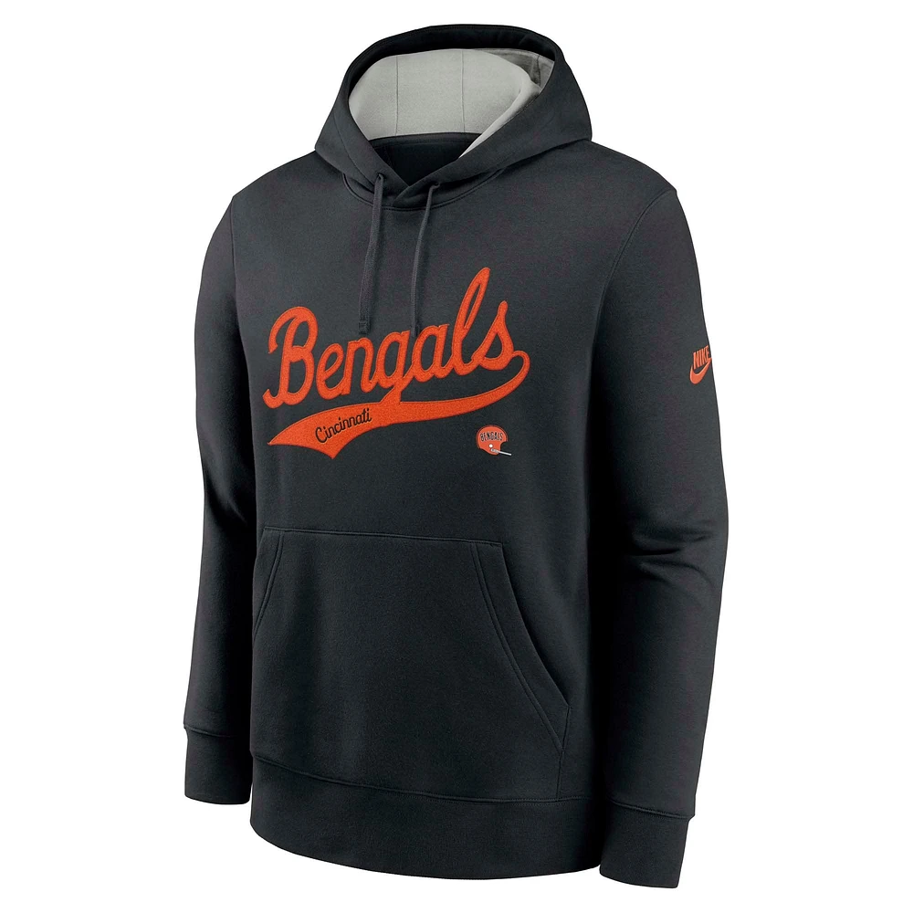 Men's Nike Black Cincinnati Bengals Rewind Club Logo Pullover Hoodie