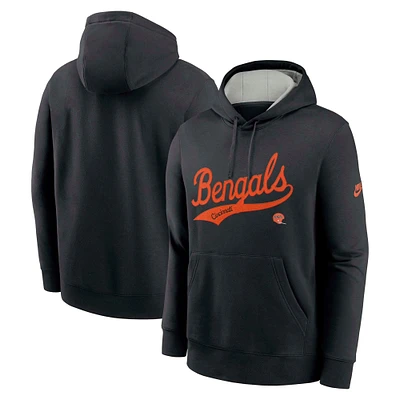 Men's Nike Black Cincinnati Bengals Rewind Club Logo Pullover Hoodie