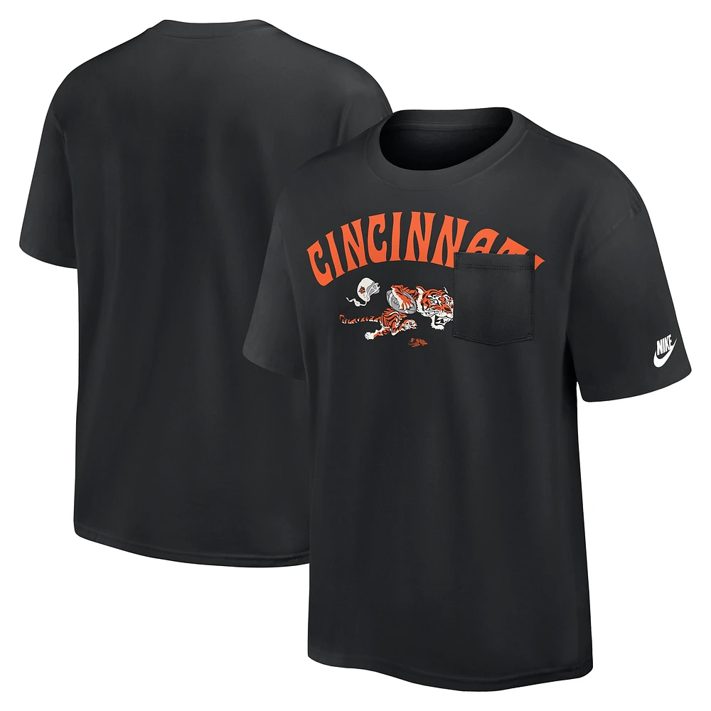 T-shirt Nike noir à 90 poches pour homme Cincinnati Bengals Rewind Heavy Max