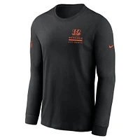 T-shirt Nike noir à manches longues pour homme, coupe latérale