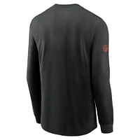 T-shirt Nike noir à manches longues pour homme, coupe latérale