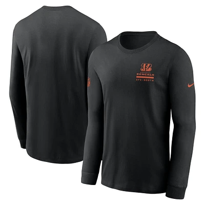 T-shirt Nike noir à manches longues pour homme, coupe latérale
