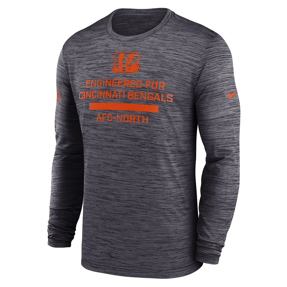 Men's Nike Cincinnati Bengals Sideline Velocity Performance Long Sleeve T-Shirt
