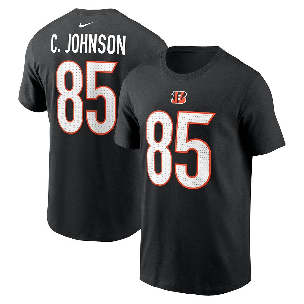 T-shirt Nike Chad Johnson pour homme, noir, nom et numéro du joueur retraité des Bengals de Cincinnati