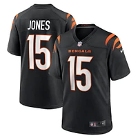 Maillot de match l'équipe Nike Charlie Jones des Bengals Cincinnati noir pour homme