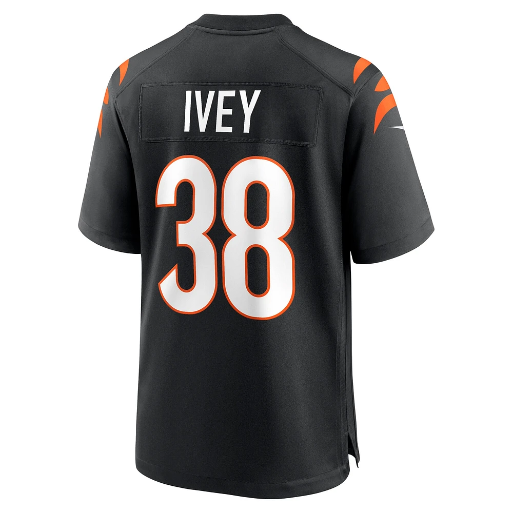 Maillot de match l'équipe Nike DJ Ivey pour hommes, noir, Cincinnati Bengals