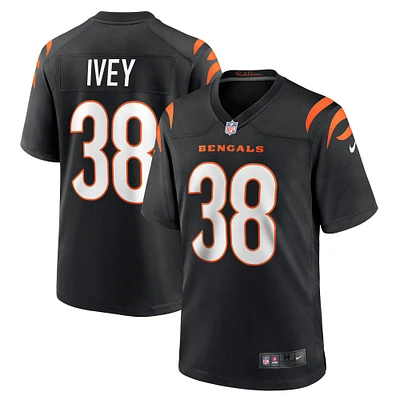 Maillot de match l'équipe Nike DJ Ivey pour hommes, noir, Cincinnati Bengals