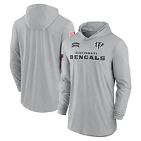 T-shirt à capuche léger manches longues Nike Silver Cincinnati Bengals 2024 Salute to Service Dri-Fit pour homme