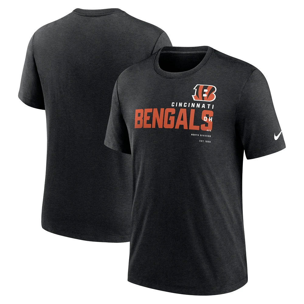 Men's Nike Heather Black Cincinnati Bengals Team Tri-Blend T-Shirt