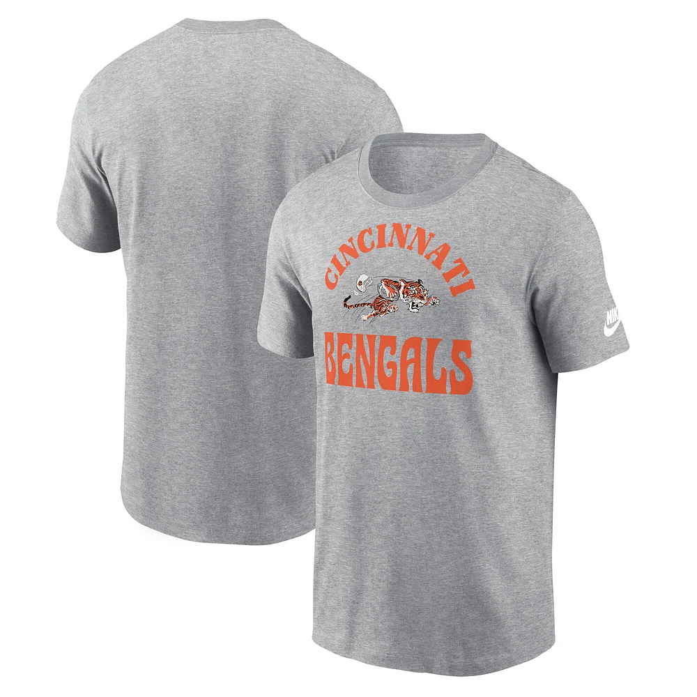 Men's Nike Heather Gray Cincinnati Bengals Rewind Groove Essential T-Shirt