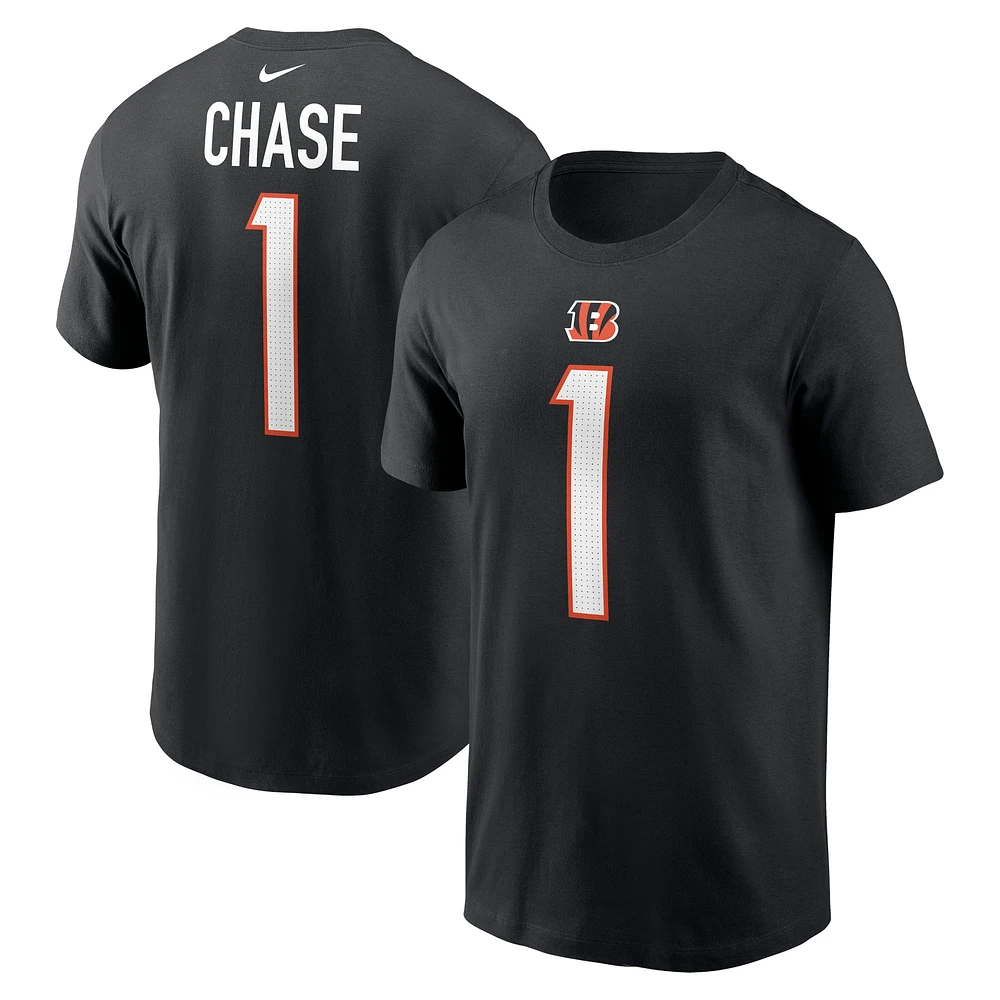 T-shirt Nike Ja'Marr Chase pour homme, noir, nom et numéro du joueur des Bengals de Cincinnati