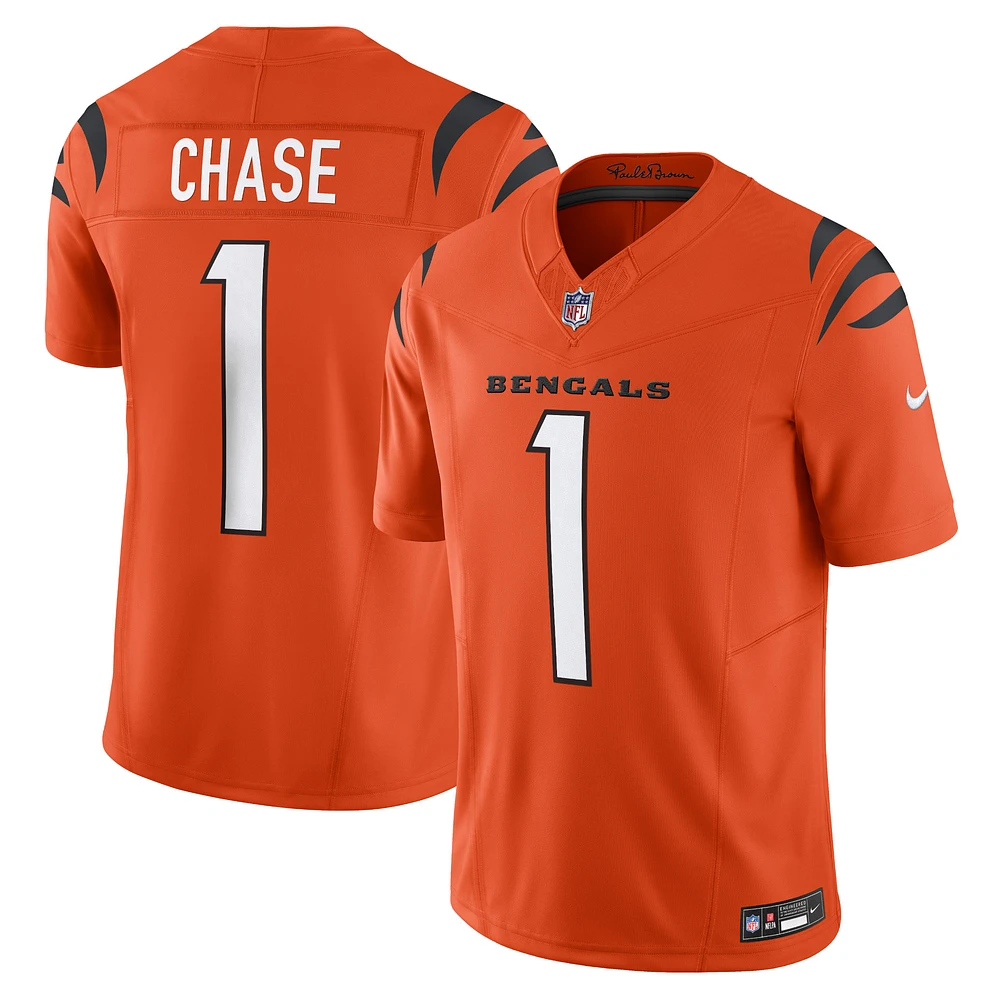 Nike Ja'Marr Chase Orange Cincinnati Bengals Vapor F.U.S.E. Maillot limité