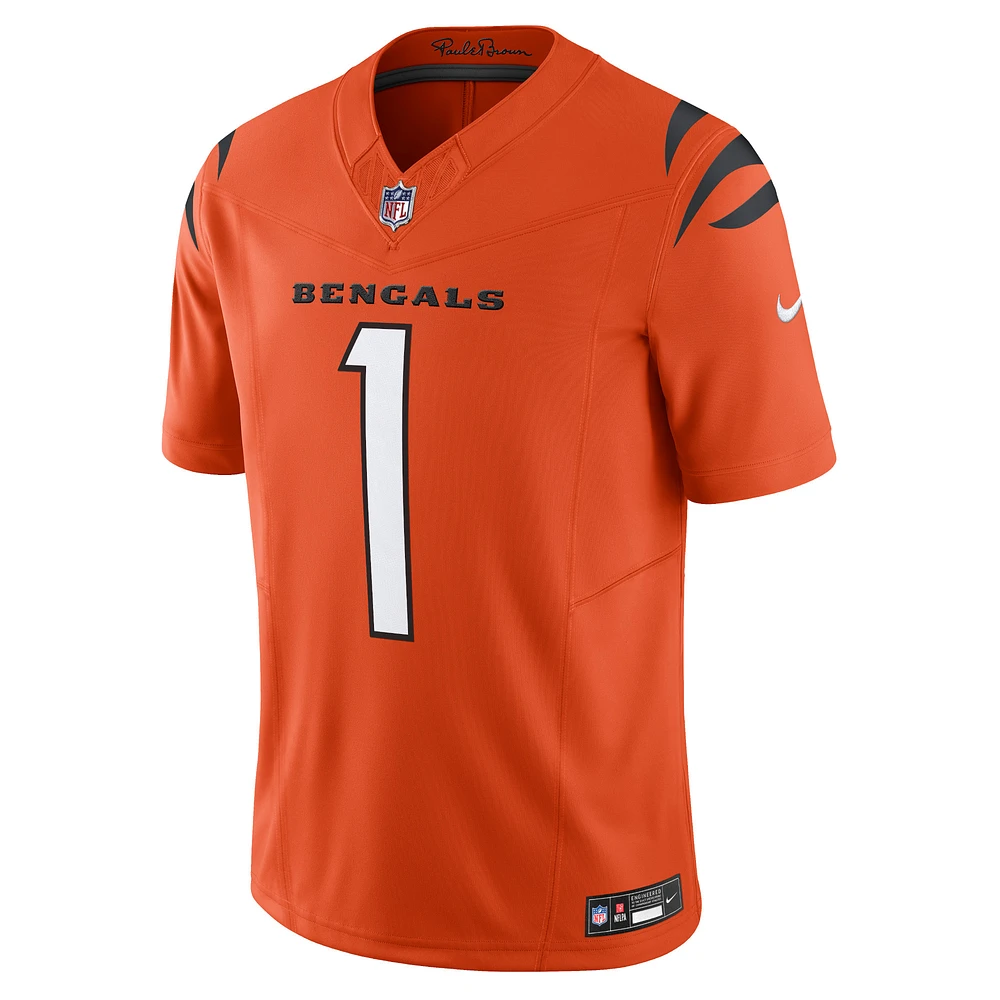 Nike Ja'Marr Chase Orange Cincinnati Bengals Vapor F.U.S.E. Maillot limité