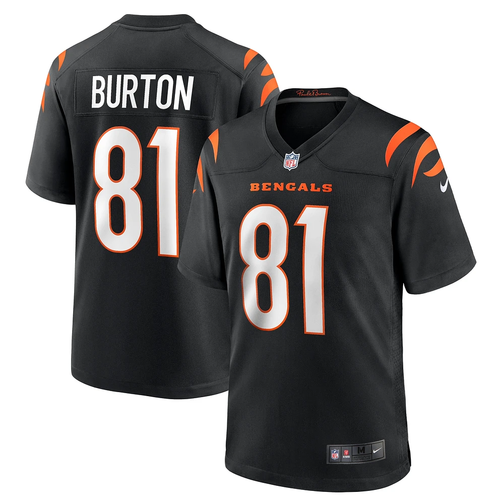 Maillot de match Nike Jermaine Burton noir pour homme des Bengals Cincinnati