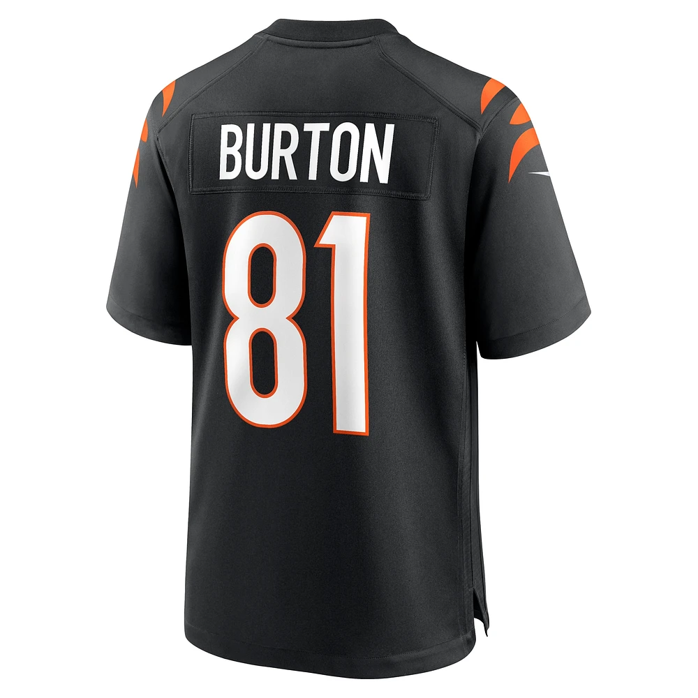 Maillot de match Nike Jermaine Burton noir pour homme des Bengals Cincinnati