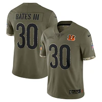 Maillot Nike Jessie Bates III pour homme, édition limitée, des Bengals de Cincinnati, Salute To Service, olive