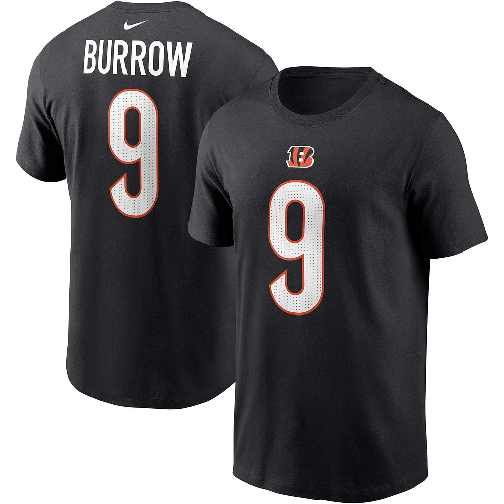 T-shirt Nike Joe Burrow pour homme, noir, nom et numéro du joueur des Bengals de Cincinnati