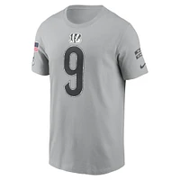 T-shirt Nike Joe Burrow pour homme, gris, avec nom et numéro Salute To Service 2024 des Bengals de Cincinnati