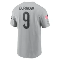 Men's Nike Joe Burrow Gray Cincinnati Bengals 2024 Salute To Service Name & Number T-Shirt