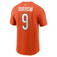 T-shirt avec nom et numéro de joueur des Bengals Cincinnati Nike Joe Burrow orange pour homme