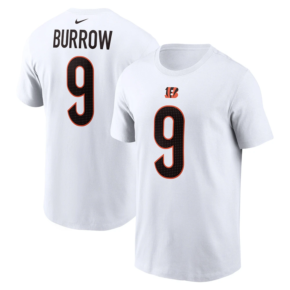 T-shirt Nike Joe Burrow pour homme, blanc, nom et numéro du joueur des Bengals de Cincinnati