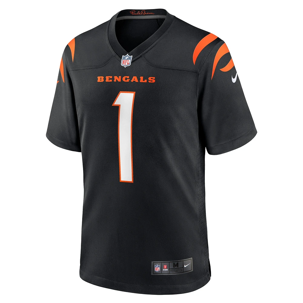 Men's Nike Number 1 Groom Black Cincinnati Bengals Game Jersey