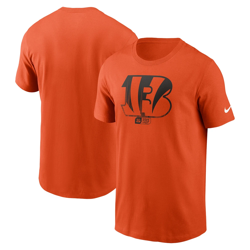 T-shirt essentiel Nike orange Cincinnati Bengals Faded pour homme