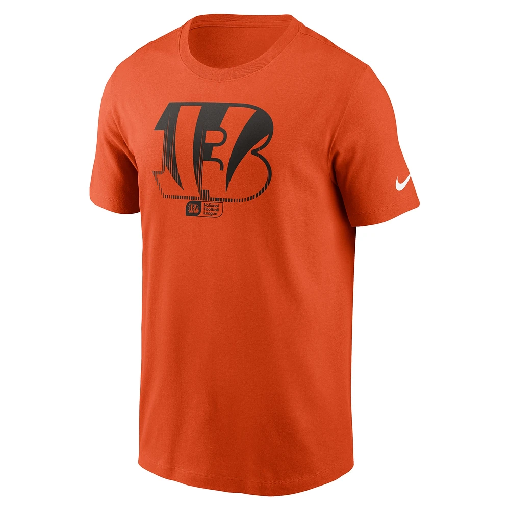 T-shirt essentiel Nike orange Cincinnati Bengals Faded pour homme