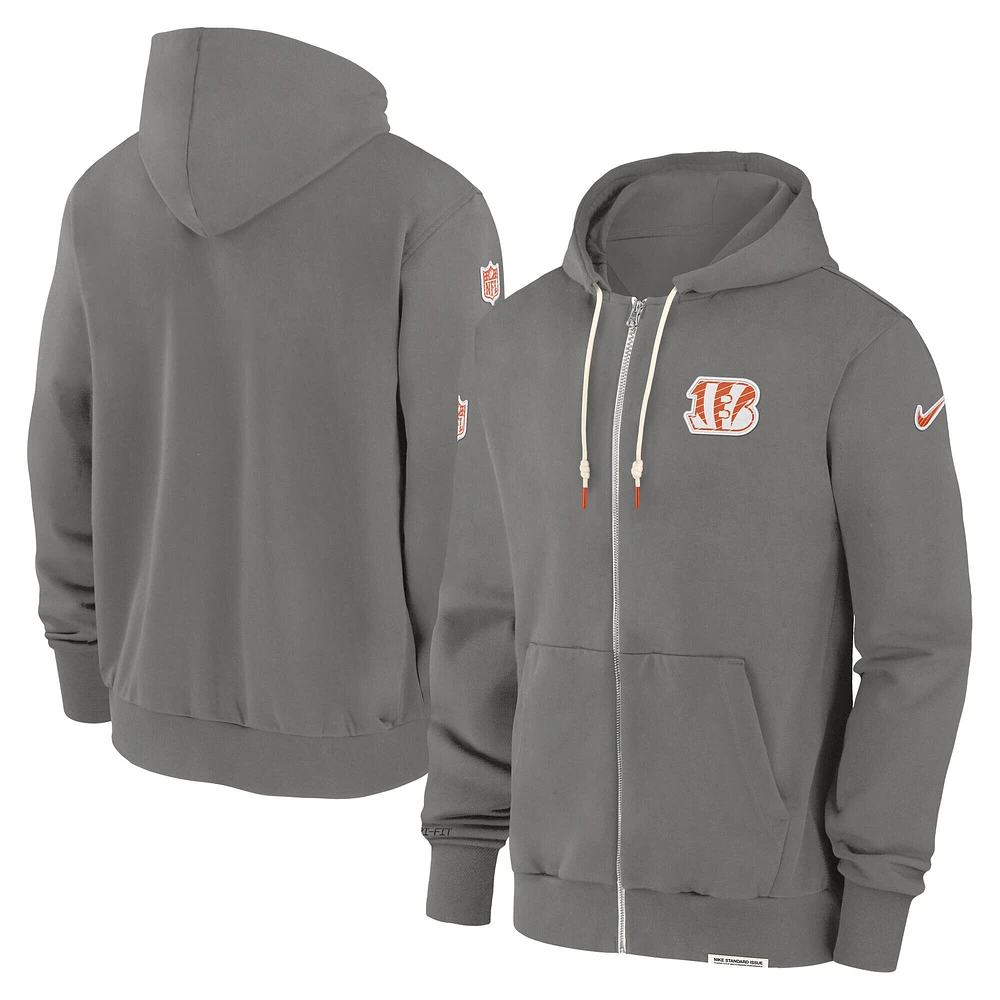 Men's Nike  Pewter Cincinnati Bengals Player Full-Zip Performance Hoodie